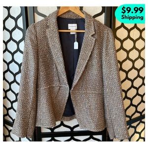 *NWT* CLUB MONACO Italian Brown Tweed Open Blazer